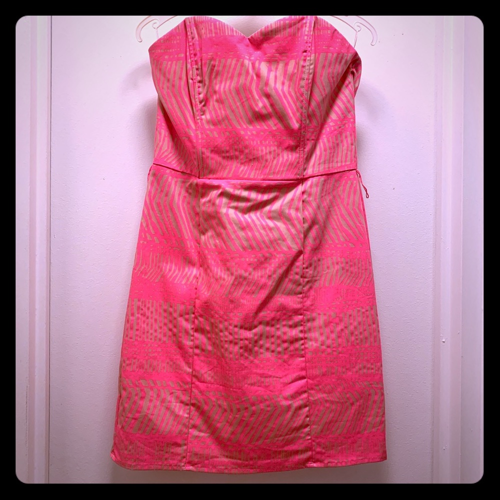 H&M strapless sweetheart dress - pink and tan